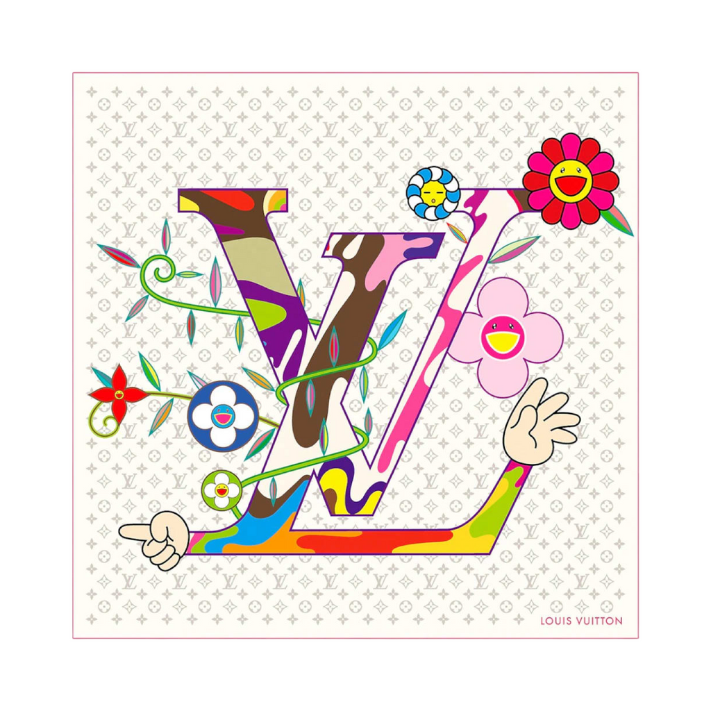 Louis Vuitton x Takashi Murakami Monogram Superflat Square 90 White