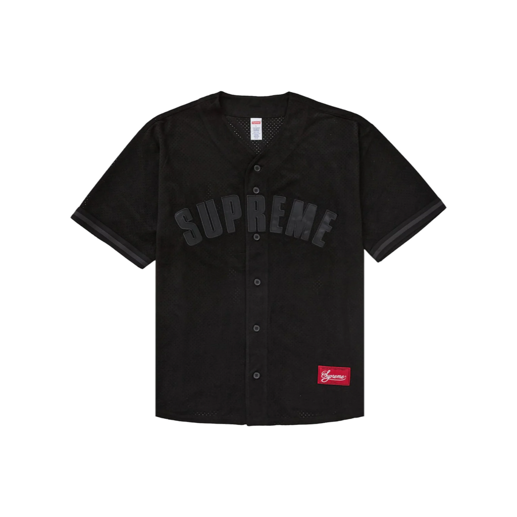 Supreme Ultrasuede Mesh Baseball Jersey Black