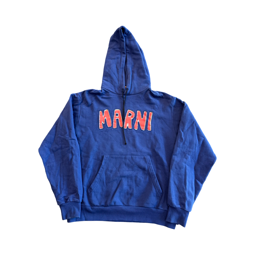 Marni Cutout Hooded Sweatshirt Blue Red Grey