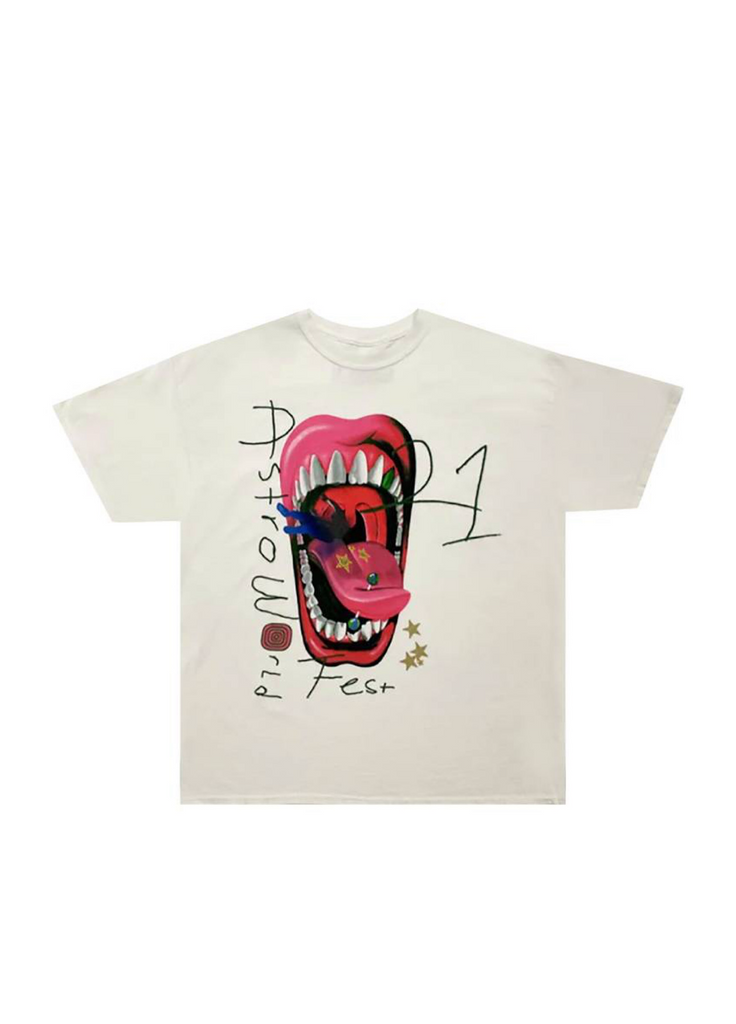 Travis Scott Astrofest 2021 Tongue T-Shirt White