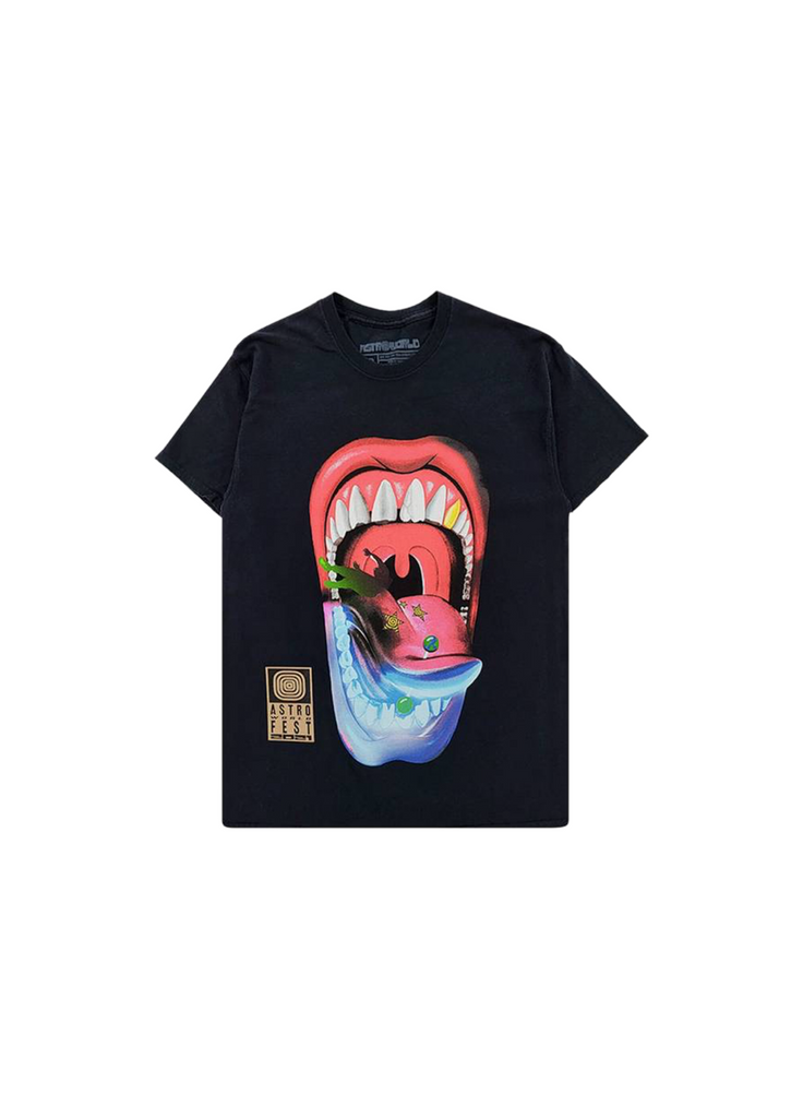 Travis Scott Astrofest 2021 Tongue T-Shirt Black