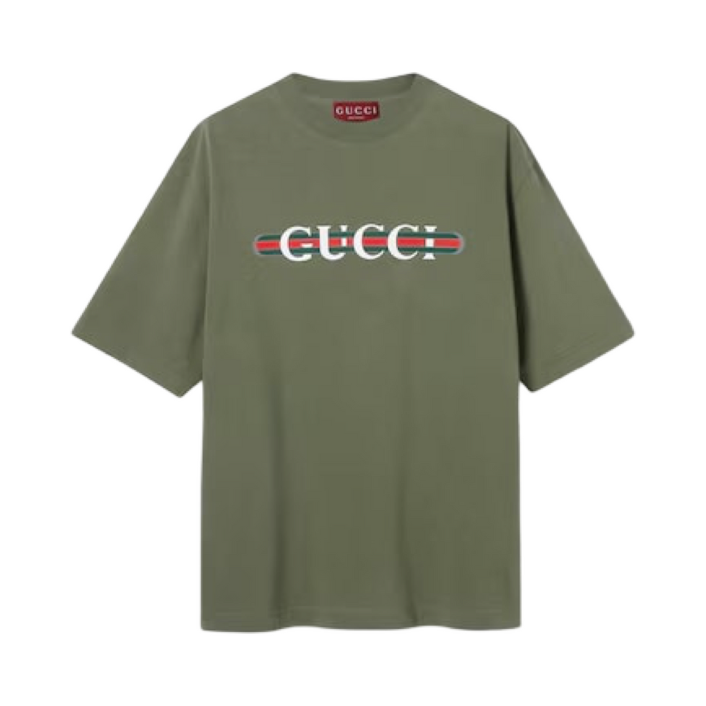 Gucci Screen Printed Logo Tee Green