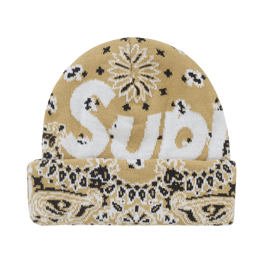 Supreme Bandana Big Logo Beanie Beige
