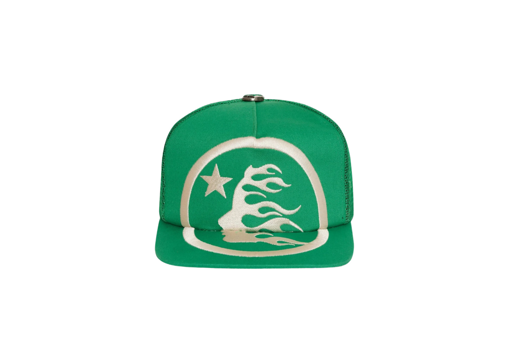 Hellstar Big Logo Trucker Snapback Hat Green