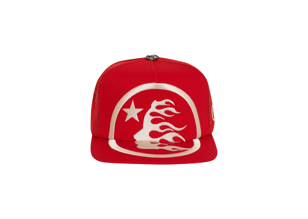 Hellstar Big Logo Trucker Snapback Hat Red