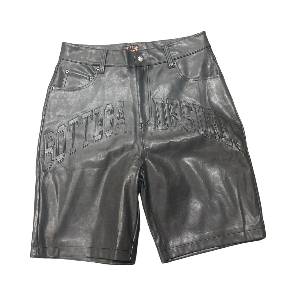 Bottega Desires Leather Shorts Grey