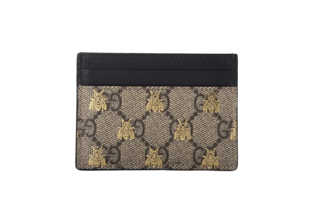 Gucci Card Case GG Supreme Bee Print Beige