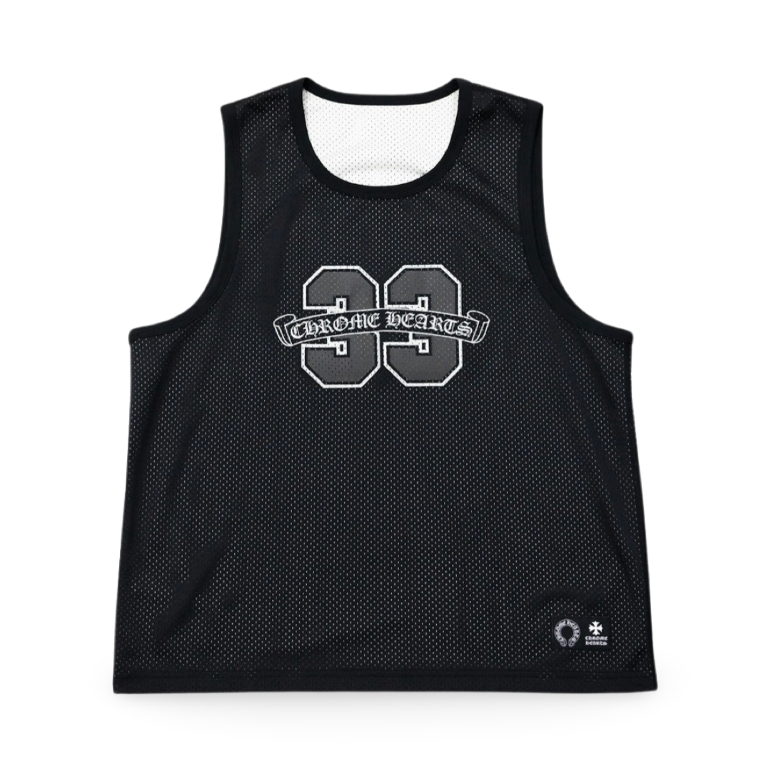 Chrome Hearts Reversible Mesh Basketball Jersey Black Silver – Motion.