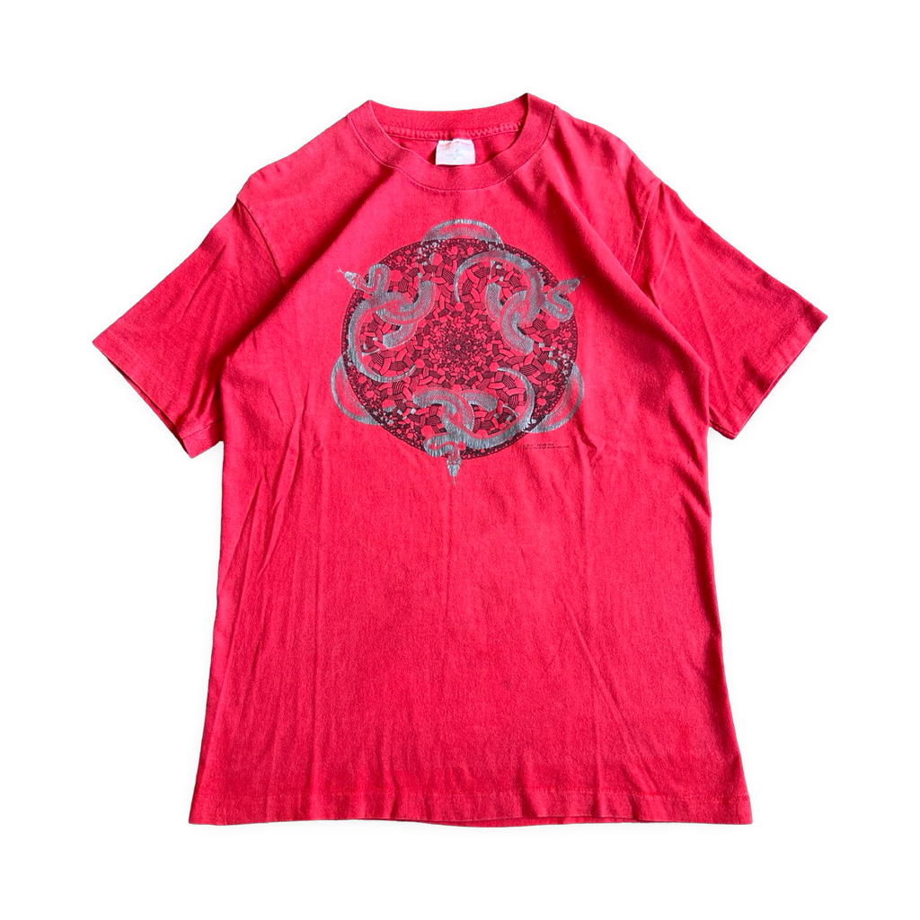 90s MC Escher Snake Graphic Shirt Red