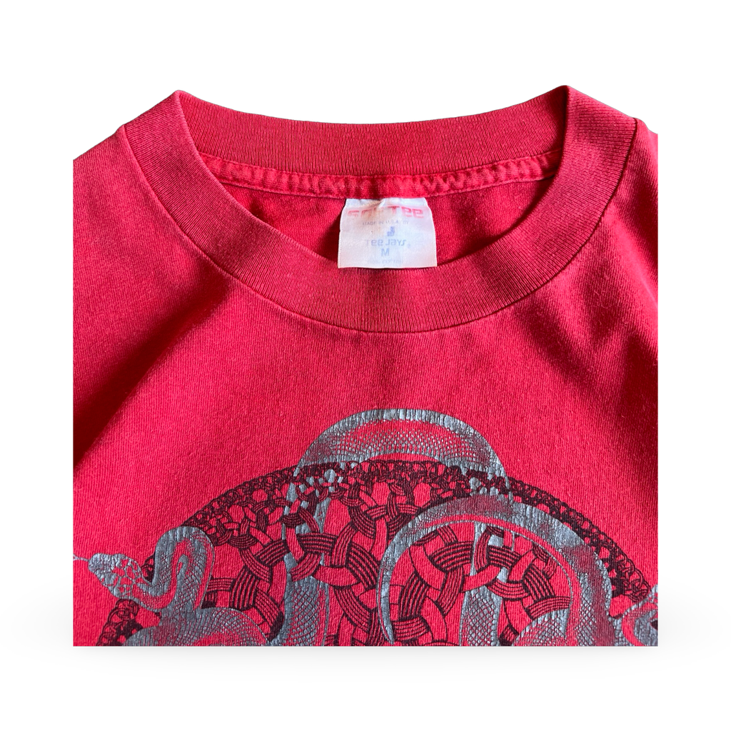 90s MC Escher Snake Graphic Shirt Red