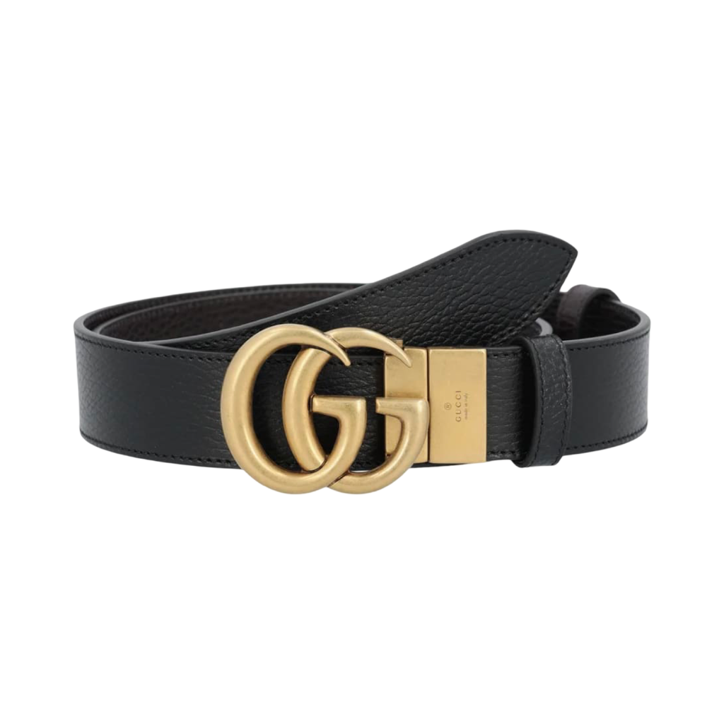 Gucci GG Marmont Reversible Belt Black Gold