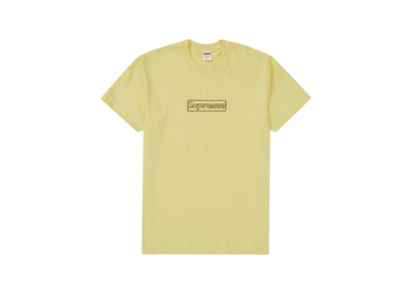 Supreme KAWS Chalk Logo Tee Pale Yellow