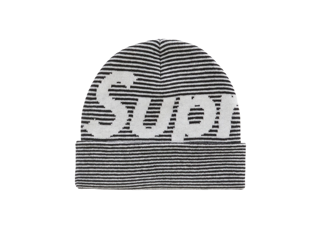 Supreme Big Logo Beanie (FW22) Black Stripe