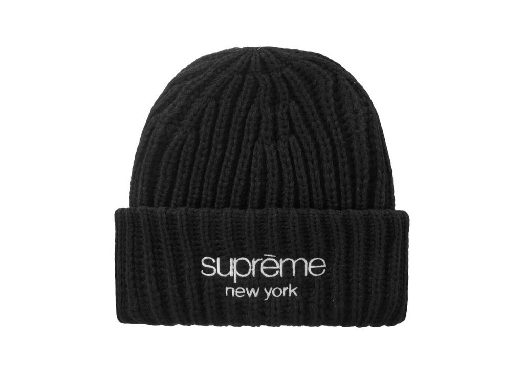 Supreme Classic Logo Chunky Ribbed Beanie Black