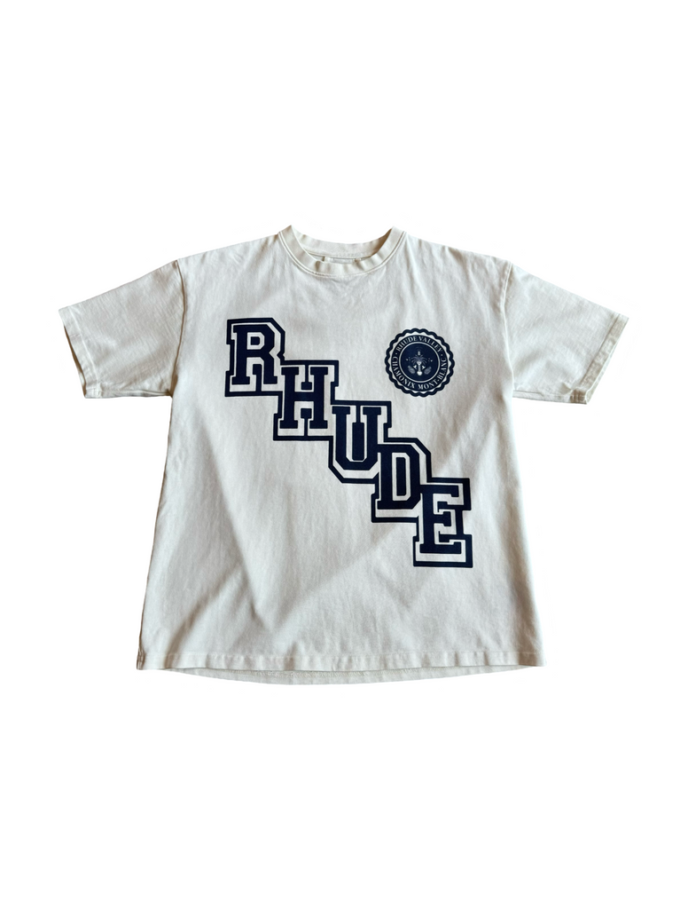 Rhude Collegiate Crest T-Shirt White/Navy