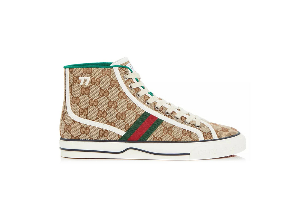 Gucci Tennis 1977 Canvas High Top Beige GG Print