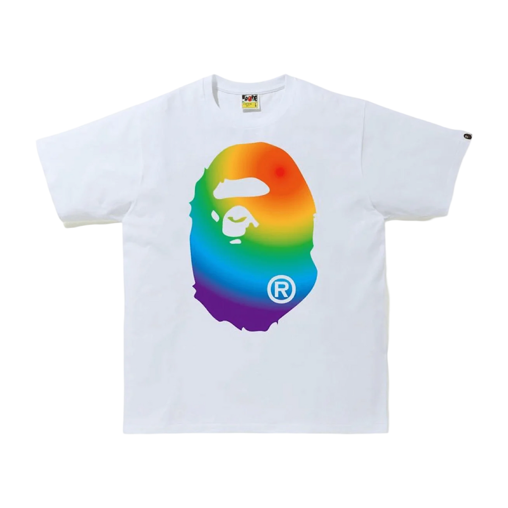 BAPE A Bathing Ape Rainbow Big Ape Head Tee White