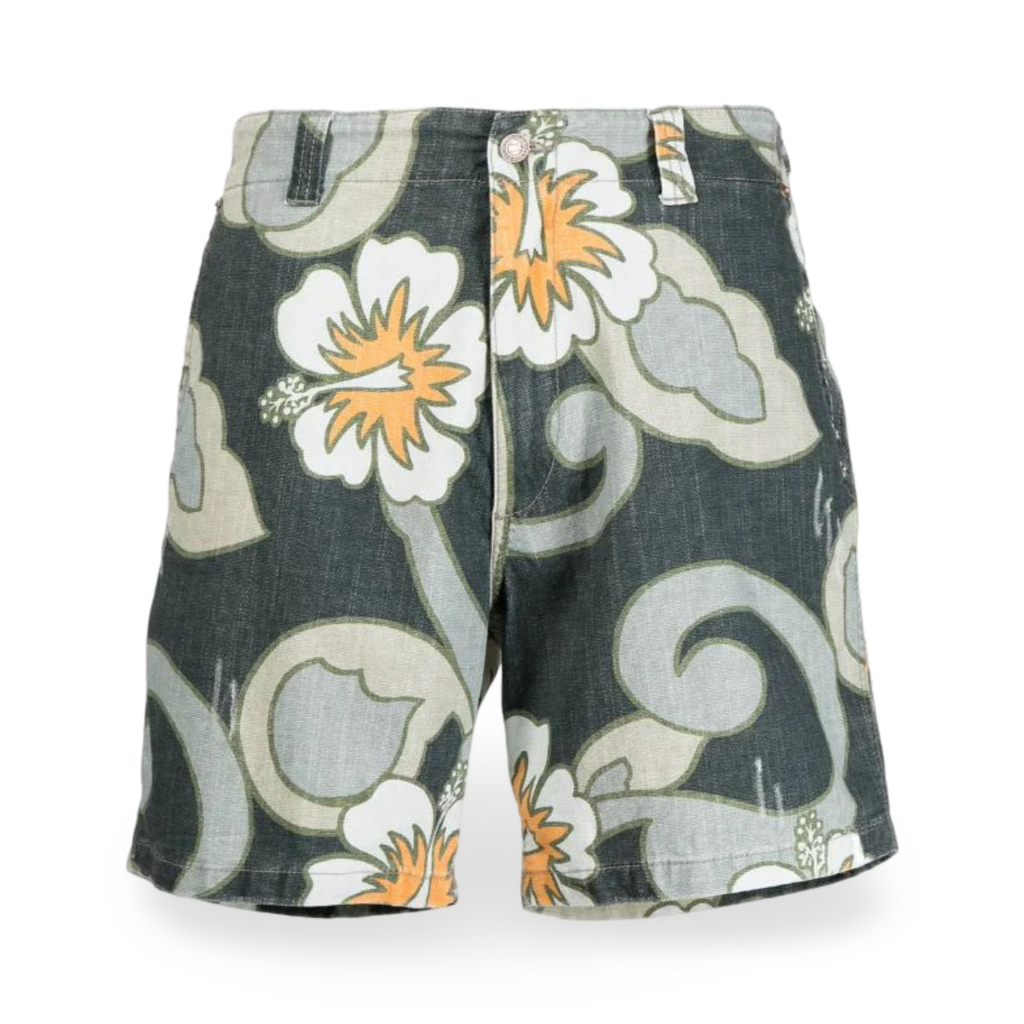 ERL Printed Woven Shorts Grey Hibiscus