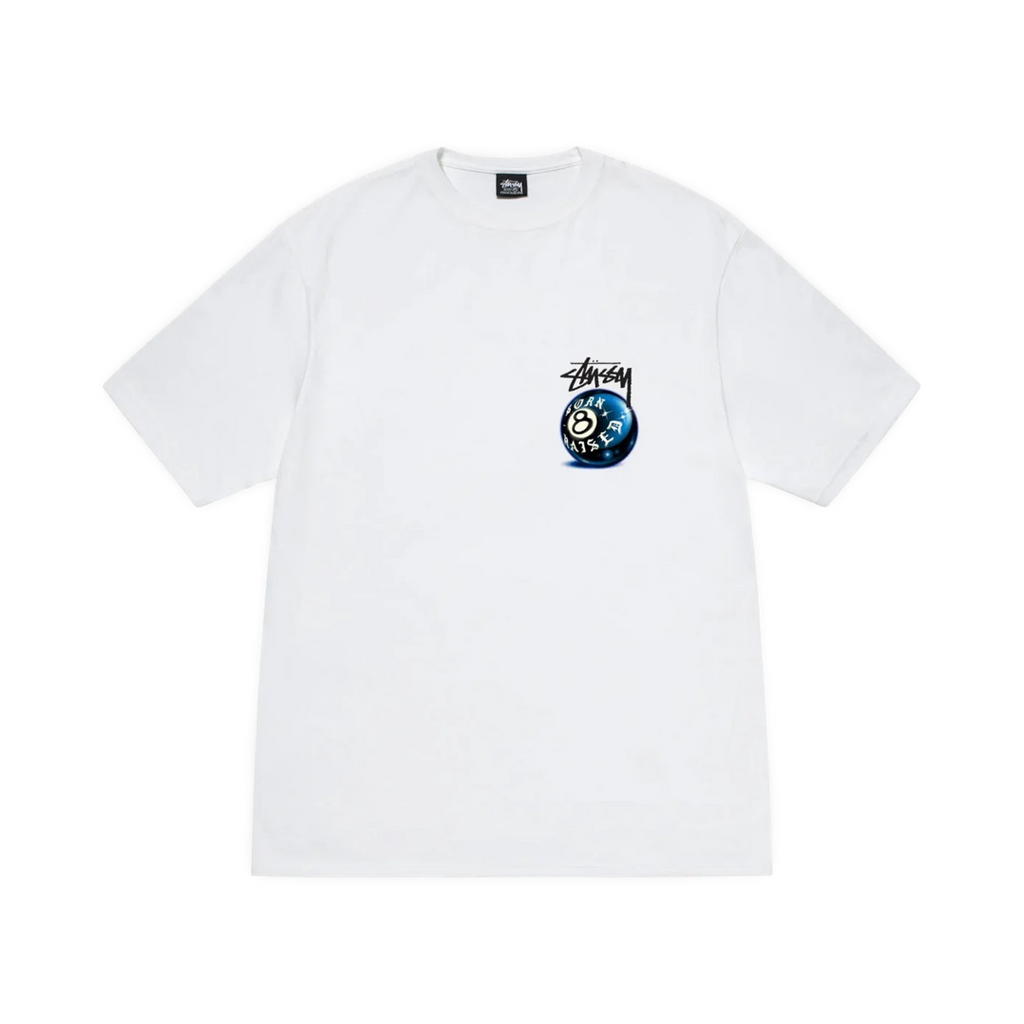 Stussy Born and Raised 8 Ball Tee Shirt White