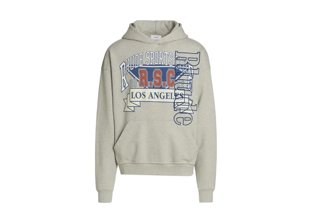 Rhude Los Angeles Sports Hoodie Grey