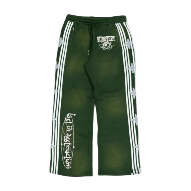 Retrovert Studded Destruction Sweatpants Green