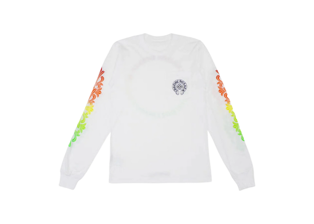 Chrome Hearts Floral Sleeve Gradient L/S T-shirt White