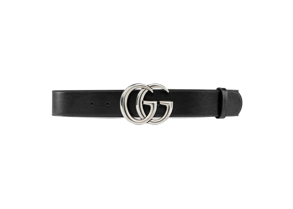 Gucci GG Marmont Belt Palladium-toned Buckle 1.5 Width Black