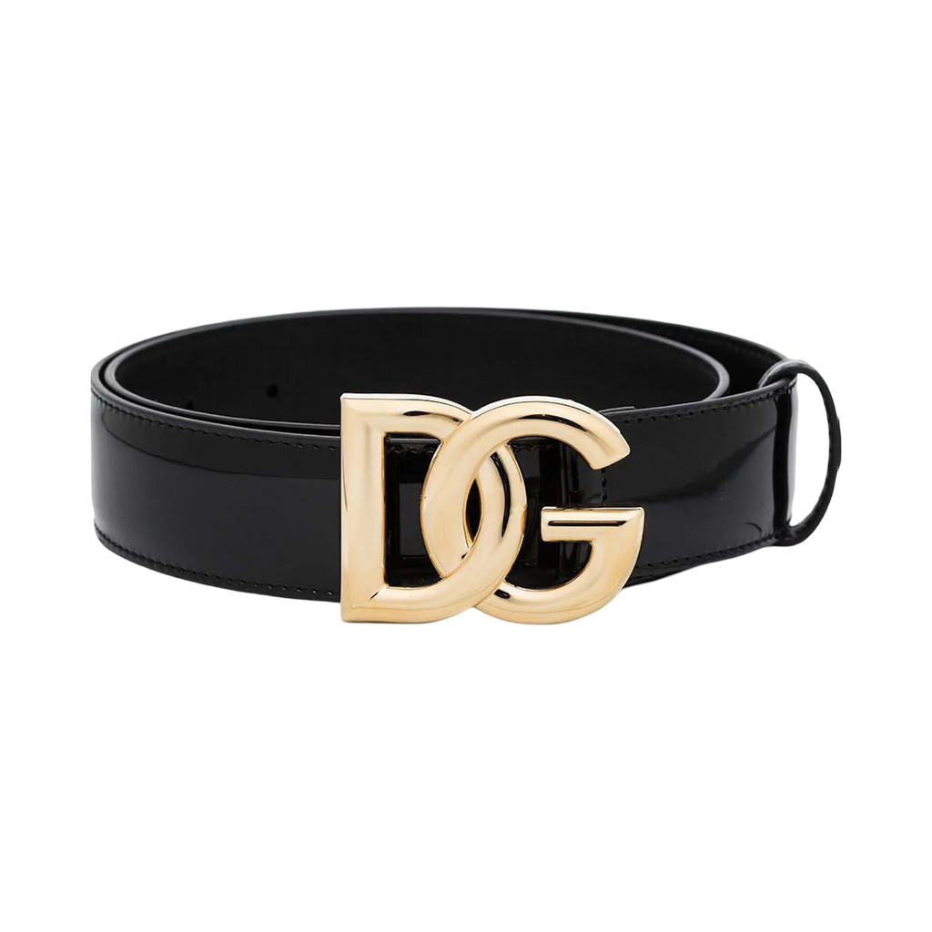 Dolce & Gabbana DG Logo Leather Belt Black