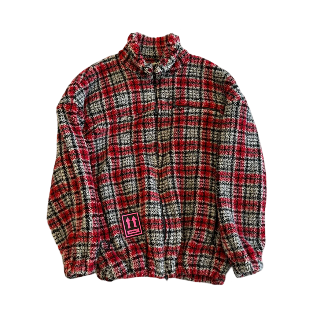 Off-White Fleece Flannel Jacket Red/Grey