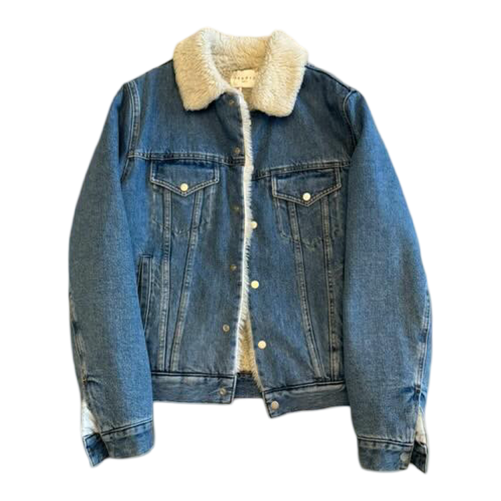 Sandro Paris Sherpa Lined Jean Jacket Blue