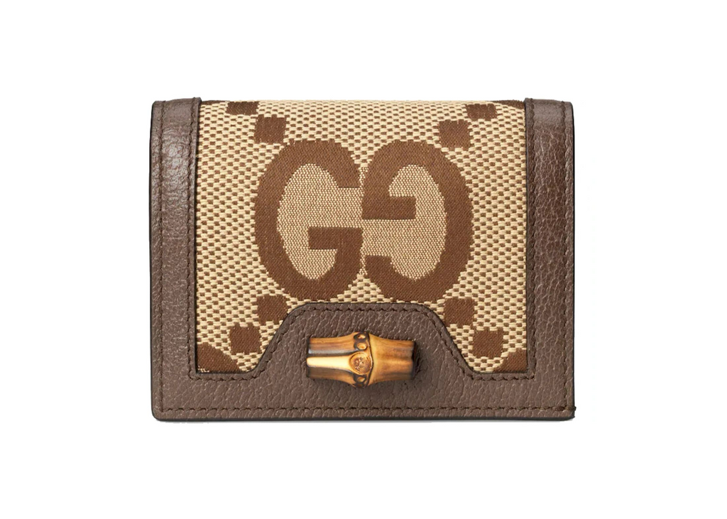 Gucci Diana Jumbo GG Card Case Camel/Ebony