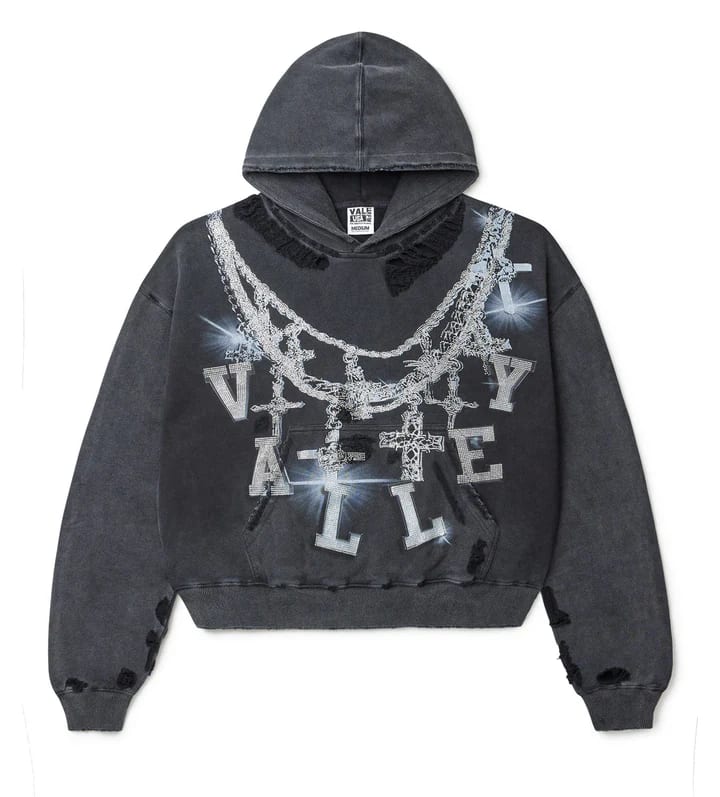 Vale Forever Big Chain Bejeweled Hoodie Black