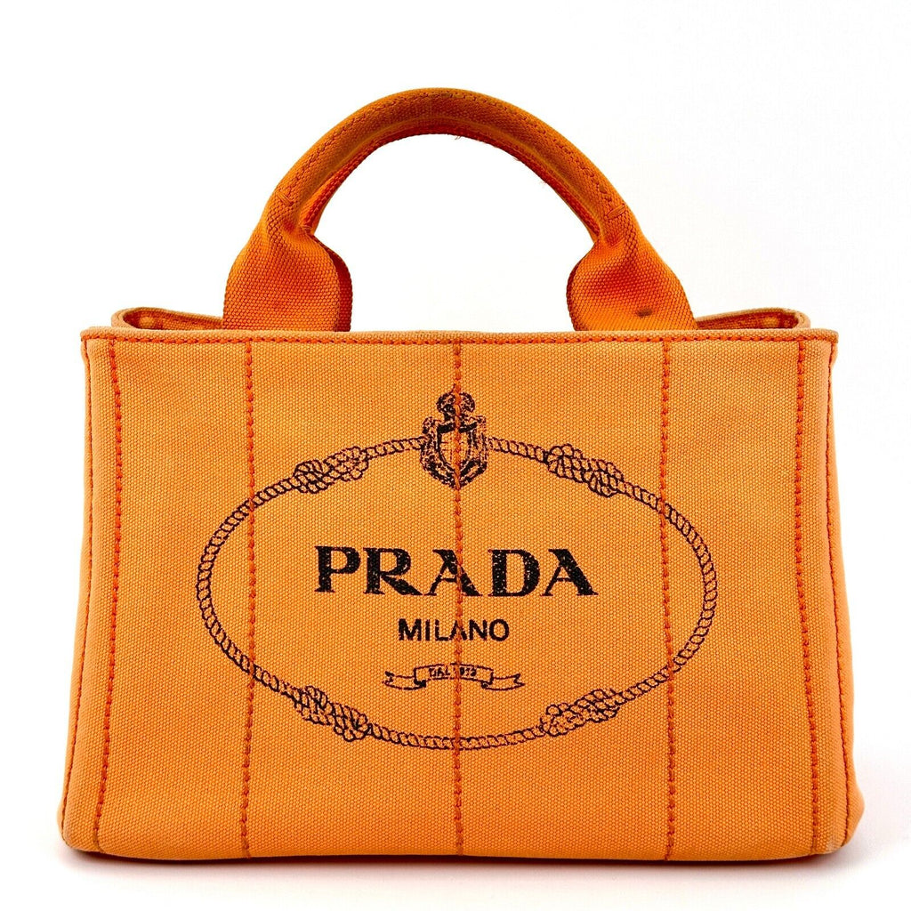 Prada Canapa Canvas Logo Print Bag Orange