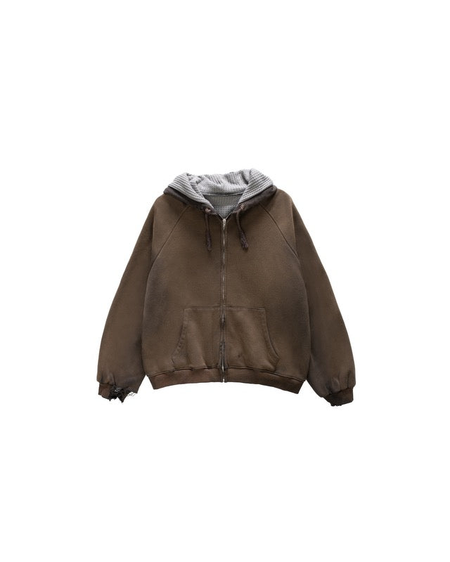 Basketcase Gallery Hench Thermal Lined Zip-Up Hoodie Faded Olive