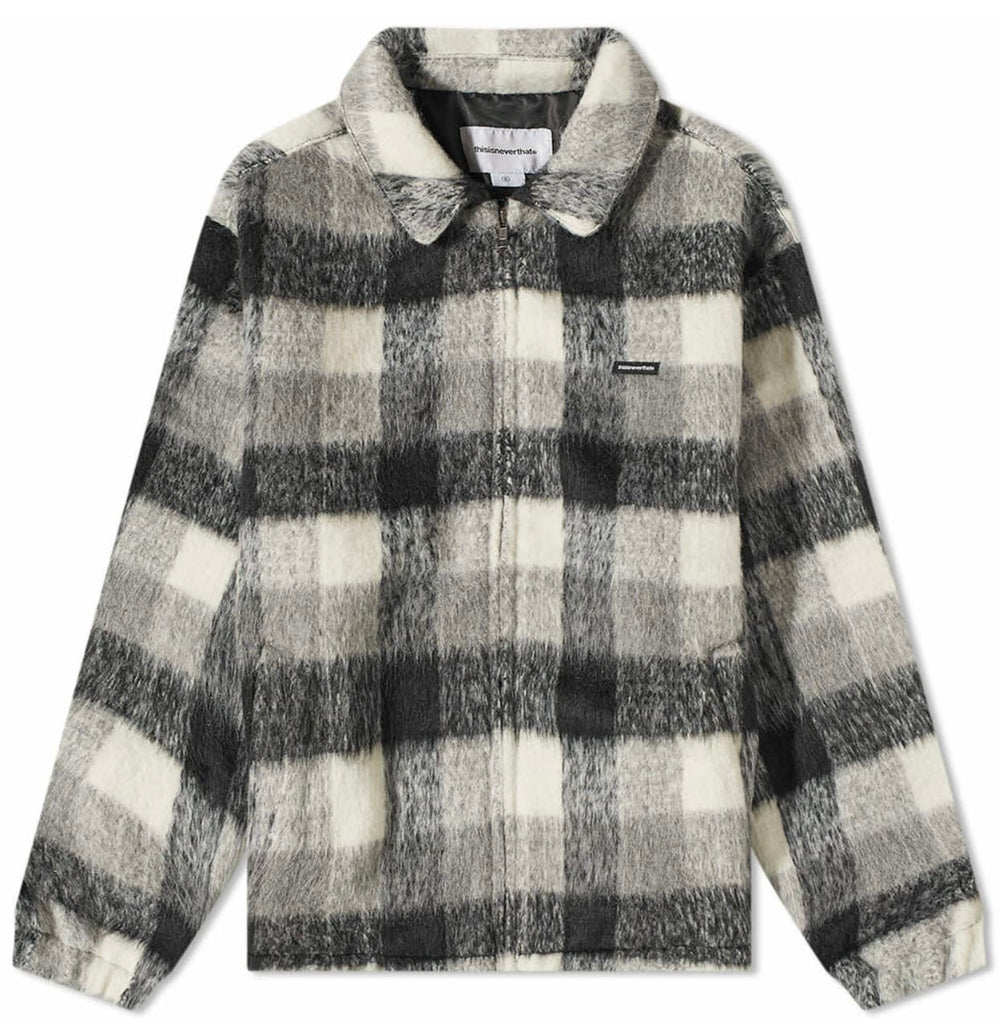 Never That Brushed Check Zip Jacket Black