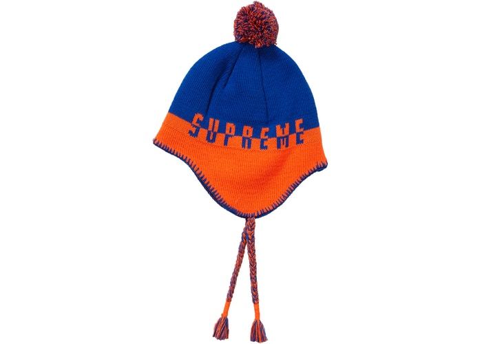 Supreme Split Logo Earflap Beanie Orange