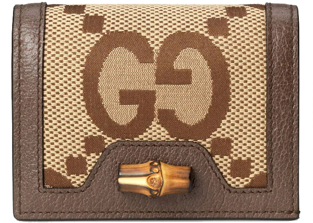 Gucci Diana Jumbo GG Card Case Camel/Ebony