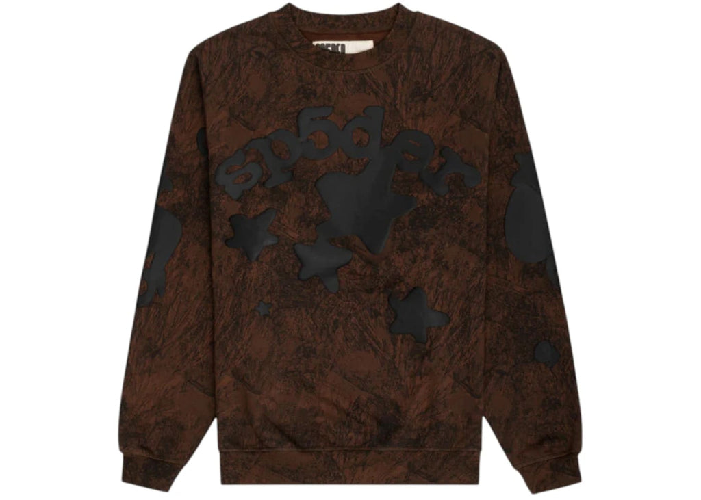 Sp5der Beluga Real Tree Camo Crewneck Sweatshirt Brown