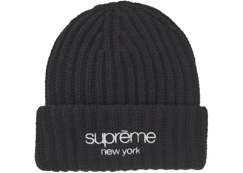 Supreme Classic Logo Chunky Ribbed Beanie (FW24) Black